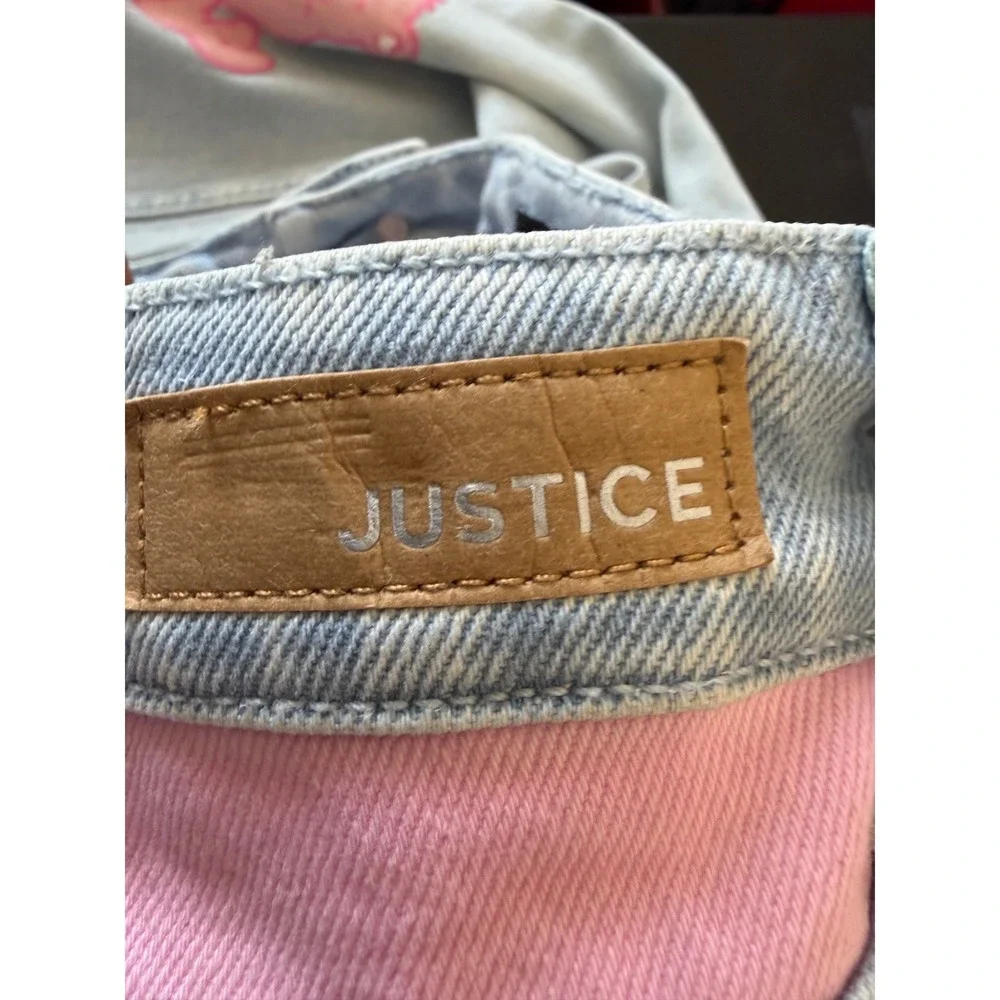 Y2K Justice x Care Bears Girls Colorblock Flare Jeans Size 12 Light Wash Retro